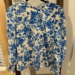 SHEIN Floral Print Flounce Sleeve Blouse
